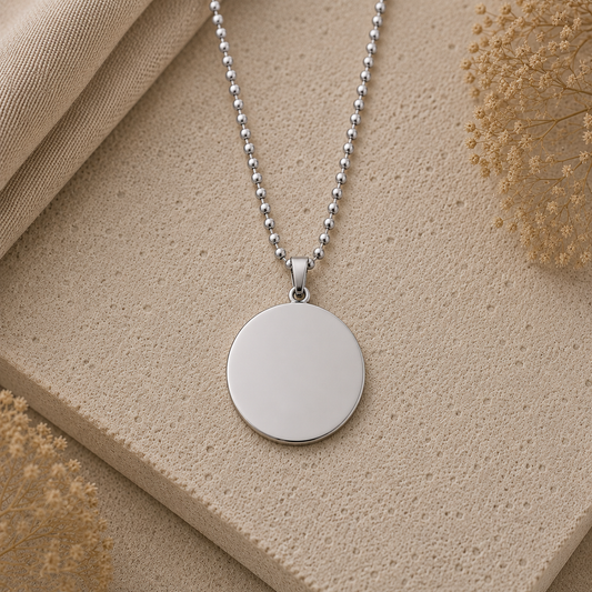 Collana medaglia tonda personalizzabile | Acciaio 316L