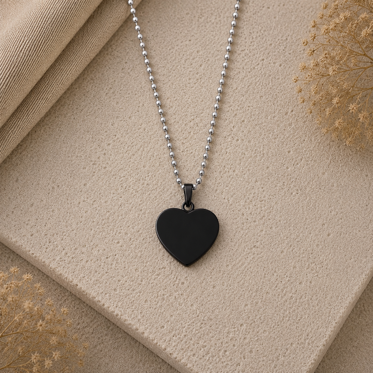 Collana Cuore Nero personalizzabile | Acciaio 316L
