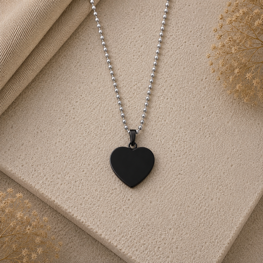 Collana Cuore Nero personalizzabile | Acciaio 316L