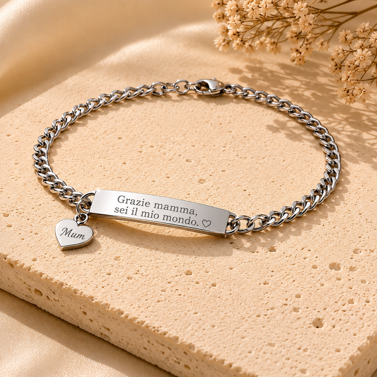 Bracciale Mamma Personalizzato con Ciondolo Cuore |