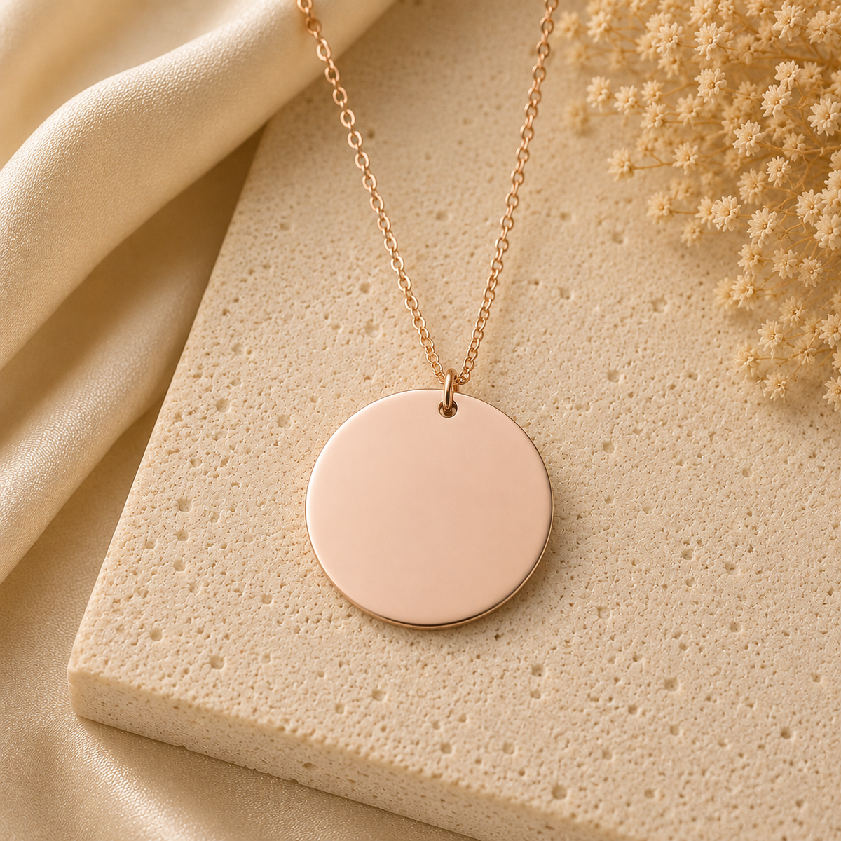 Collana medaglia tonda  Personalizzabile | Acciaio 316L