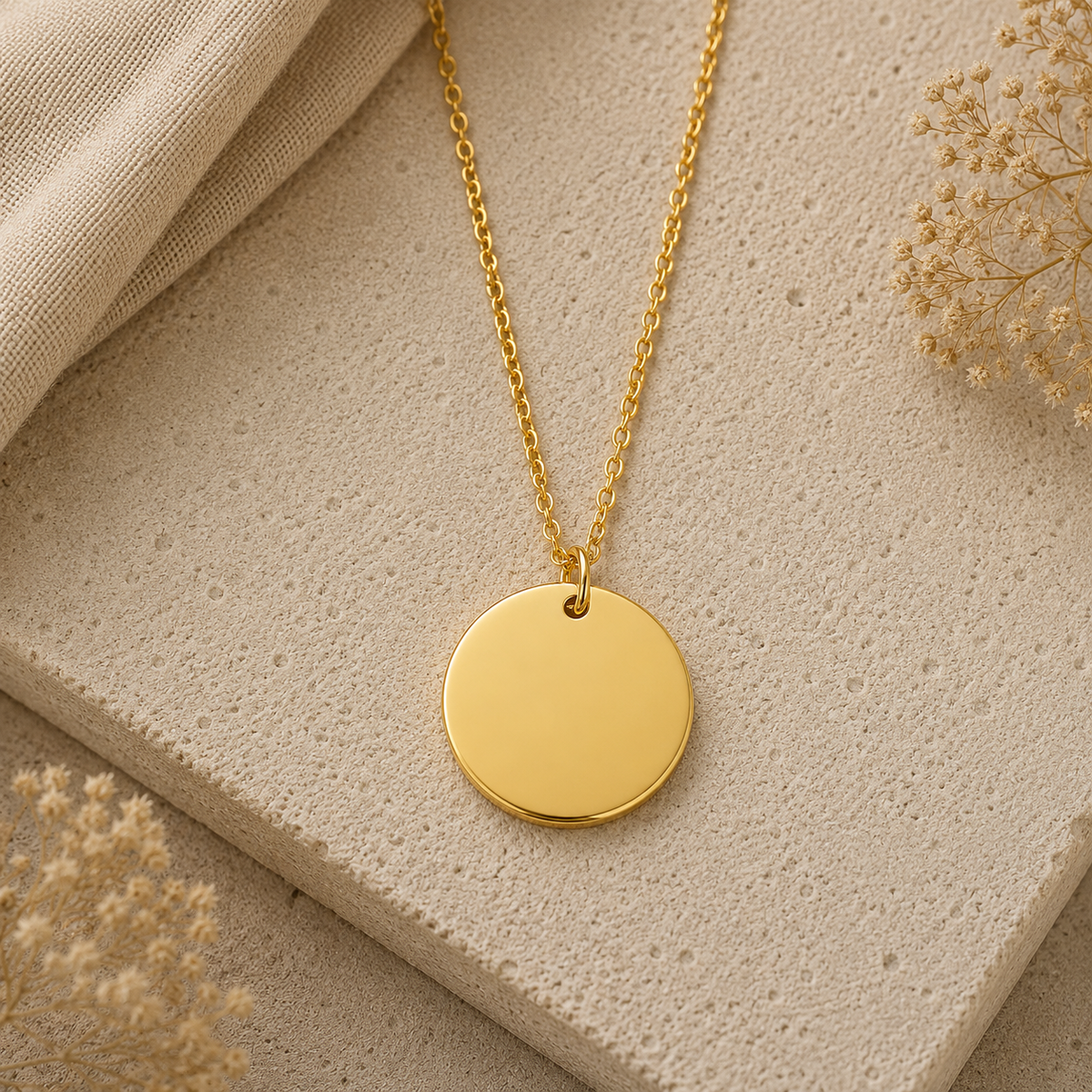 Collana medaglia tonda  Personalizzabile | Acciaio 316L