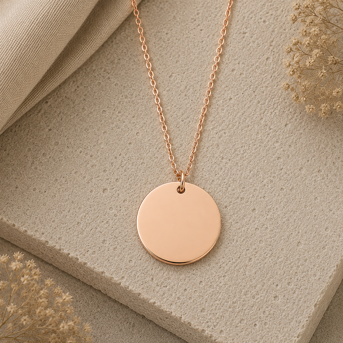 Collana medaglia tonda  Personalizzabile | Acciaio 316L